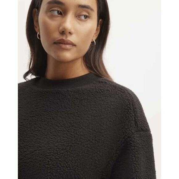 NWT Everlane Womens Black The ReNew Fleece Oversized Crew Sweatshirt Size XS - Picture 3 of 6